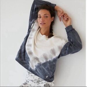 FP Movement by Free People Metti Crew Sweatshirt Tie-Dye Black White XS